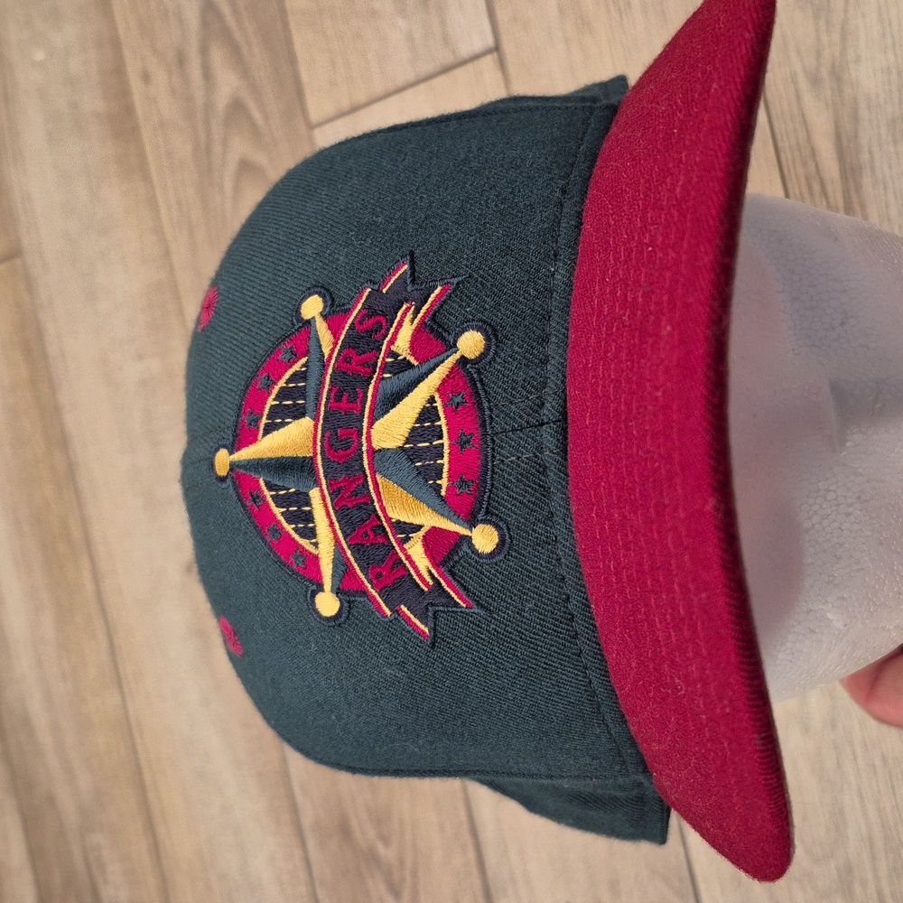 TEXAS RANGERS MLB New Era Green Red 5950 USA Wool Fitted Cap Hat Sz 7 1/2 RARE